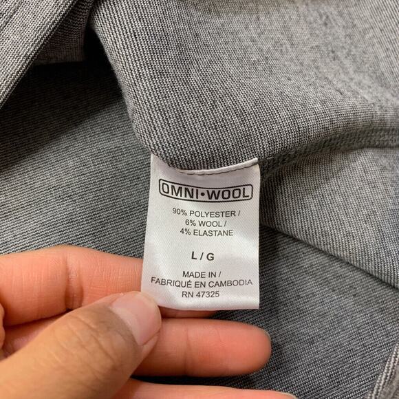 Omni-Wool Sweatshirt Mens L Large Grey Stretch Crewneck Long Sleeve Pullover - Picture 6 of 8